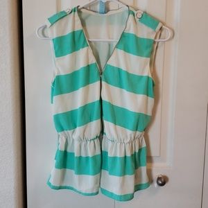 Dina Be, Mint & White striped shirt